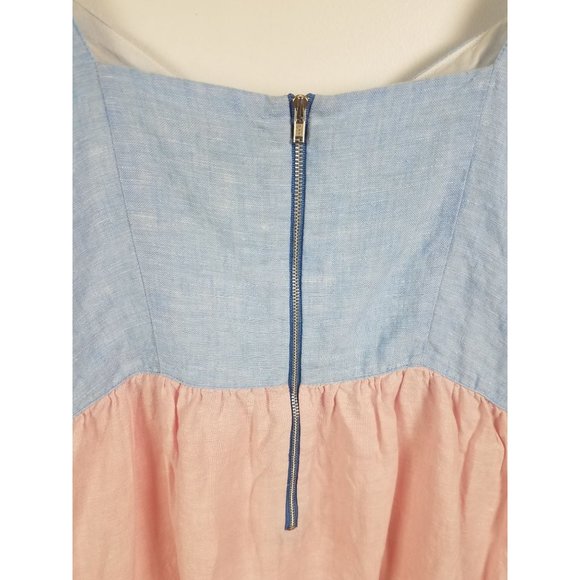 Cynthia Rowley Women's Sz. M 100% Linen Tiered Color Block Short Sundress - Picture 7 of 8
